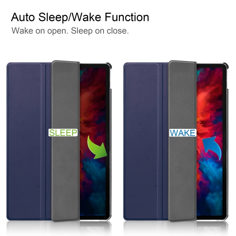 For Lenovo Tab P11 Pro (TB-XJ706F) Custer Texture Horizontal Flip Leather Case with Three-folding Holder & Sleep / Wake-up Function