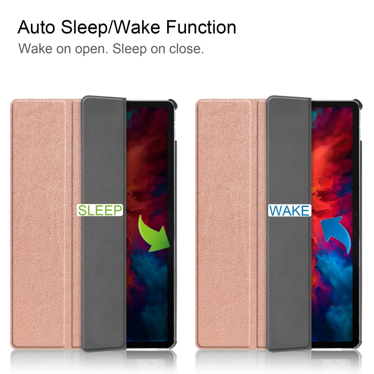 For Lenovo Tab P11 Pro (TB-XJ706F) Custer Texture Horizontal Flip Leather Case with Three-folding Holder & Sleep / Wake-up Function