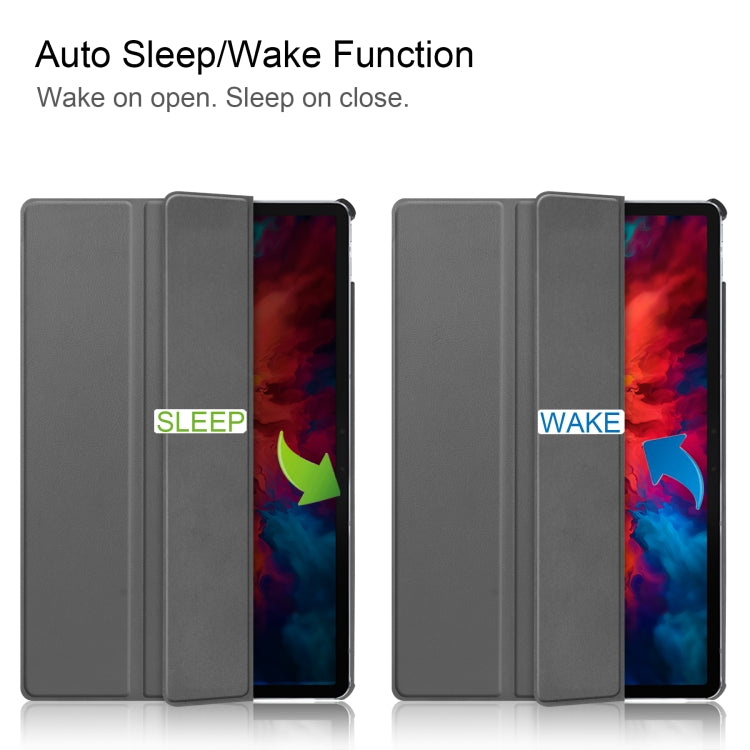 For Lenovo Tab P11 Pro (TB-XJ706F) Custer Texture Horizontal Flip Leather Case with Three-folding Holder & Sleep / Wake-up Function