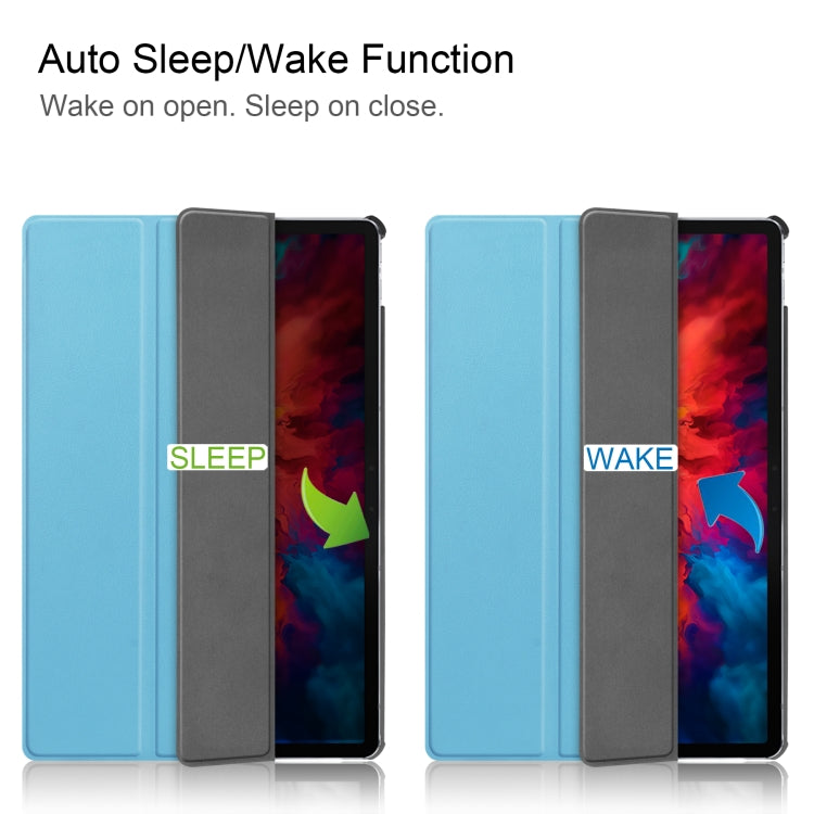 For Lenovo Tab P11 Pro (TB-XJ706F) Custer Texture Horizontal Flip Leather Case with Three-folding Holder & Sleep / Wake-up Function