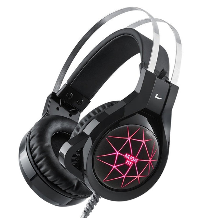 NUOXI N1 Gaming Headset 3.5mm Wired Bass Stereo Noise Isolation with Microphone 7 Colour Breathing LED Lighting Headphone for PC Computer Games