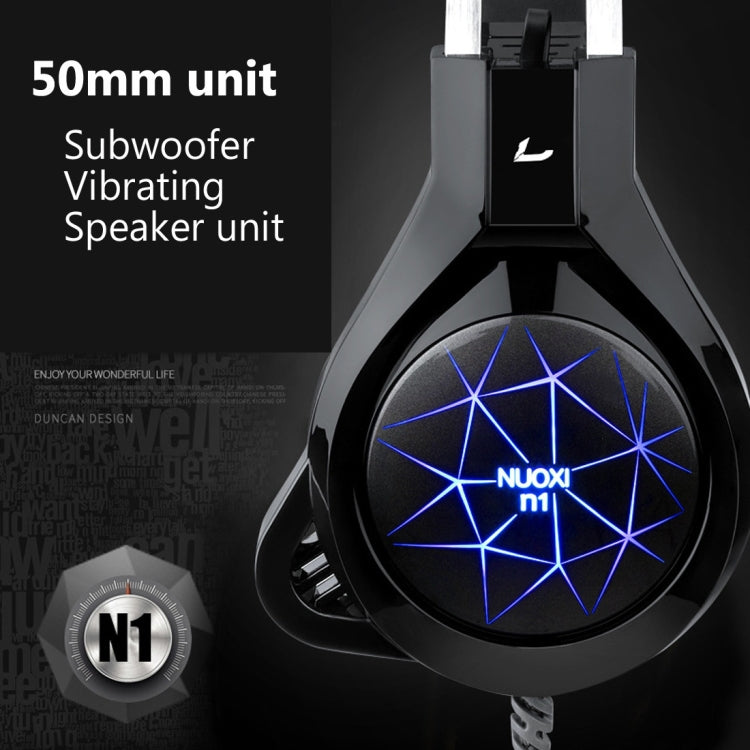 NUOXI N1 Gaming Headset 3.5mm Wired Bass Stereo Noise Isolation with Microphone 7 Colour Breathing LED Lighting Headphone for PC Computer Games