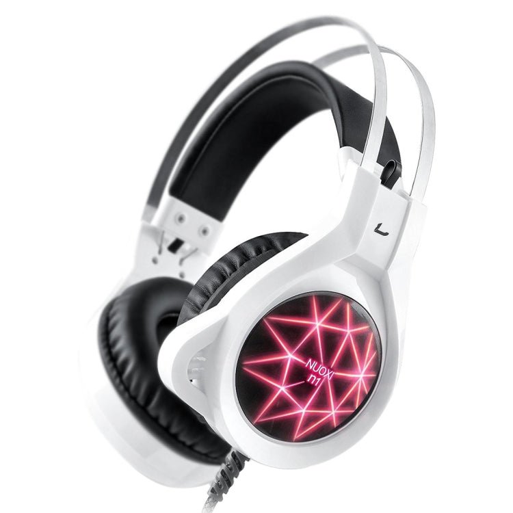 NUOXI N1 Gaming Headset 3.5mm Wired Bass Stereo Noise Isolation with Microphone 7 Colour Breathing LED Lighting Headphone for PC Computer Games