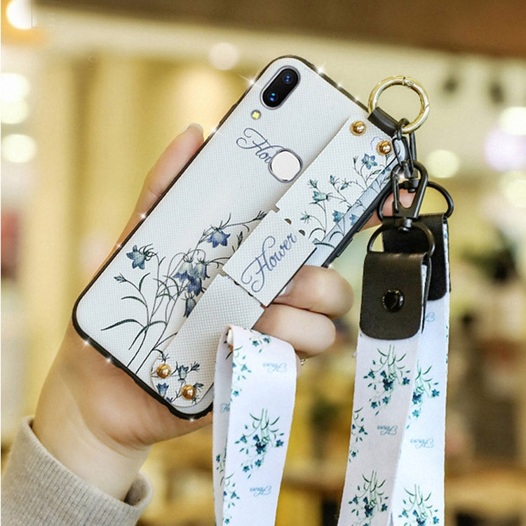 Fashion Cloth Texture TPU Protective Case with Wristband & Holder & Lanyard