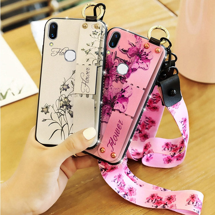 Fashion Cloth Texture TPU Protective Case with Wristband & Holder & Lanyard For Redmi Note 7