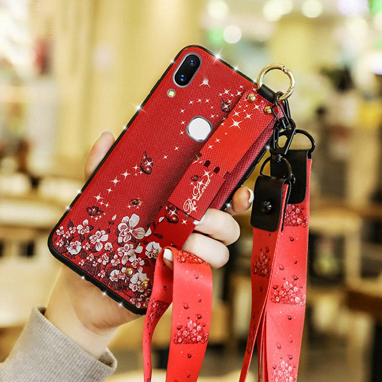 Fashion Cloth Texture TPU Protective Case with Wristband & Holder & Lanyard For Redmi Note 7