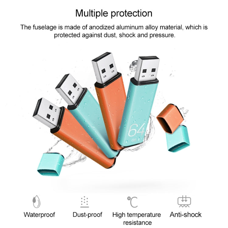 OV 64GB U-Color Metal USB 2.0 Flash Disk(Orange)