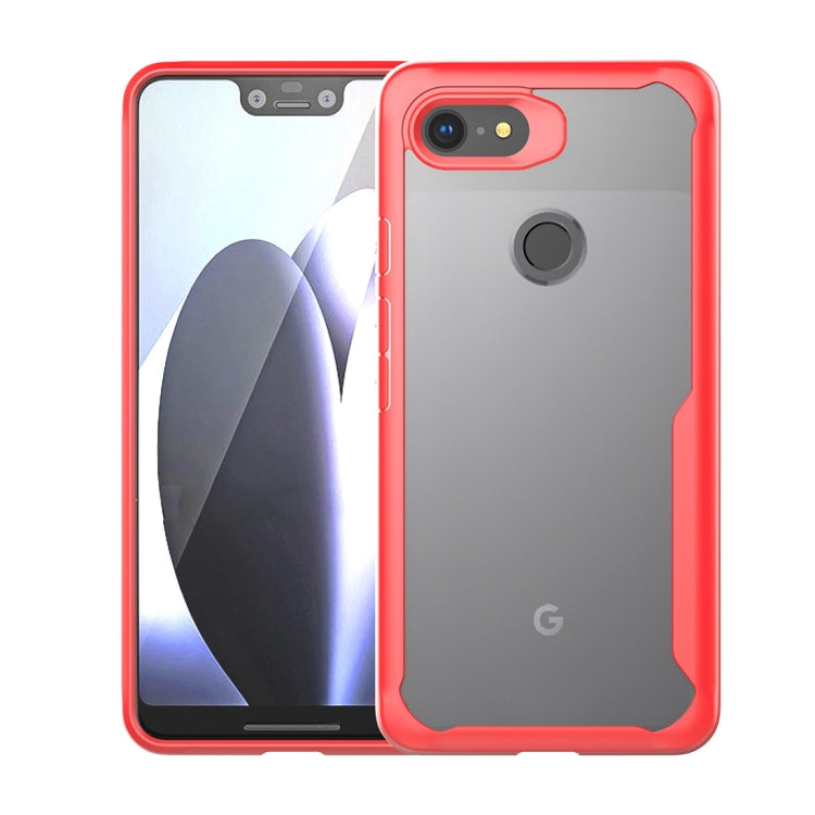 Transparent PC + TPU Full Coverage Shockproof Protective Case for Google Pixel 3 (Red)
