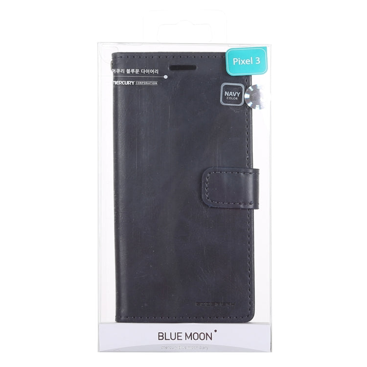 GOOSPERY BLUE MOON DIARY Crazy Horse Texture Horizontal Flip Leather Case for Google Pixel 3, with Holder & Card Slots & Wallet