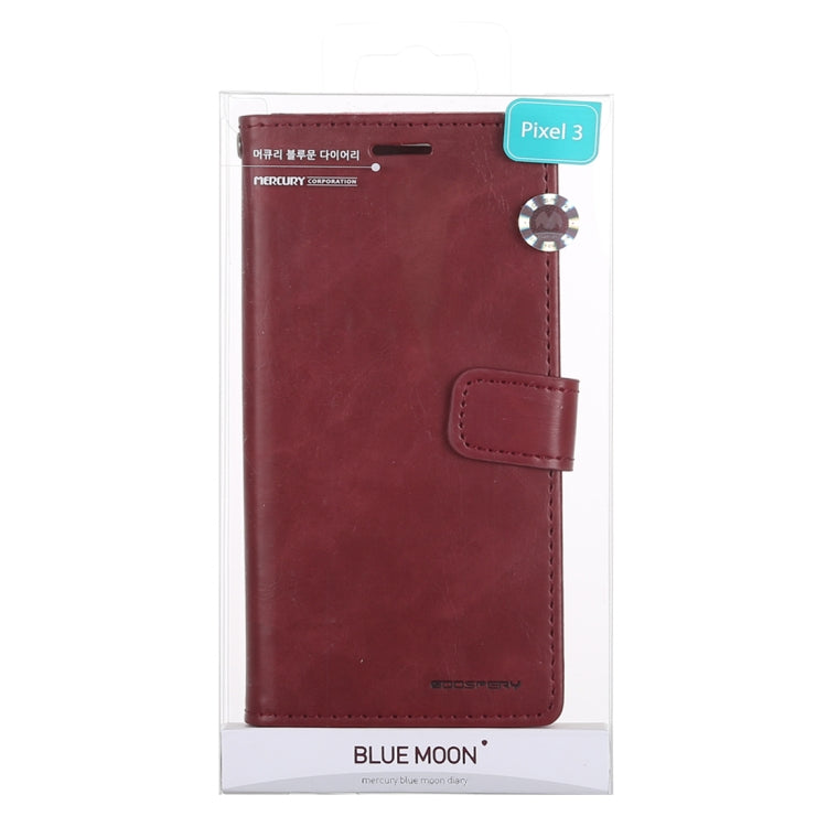 GOOSPERY BLUE MOON DIARY Crazy Horse Texture Horizontal Flip Leather Case for Google Pixel 3, with Holder & Card Slots & Wallet