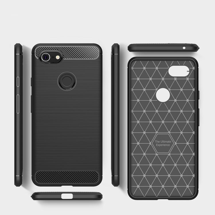 Brushed Texture Carbon Fiber Shockproof TPU Case for Google Pixel 3 XL