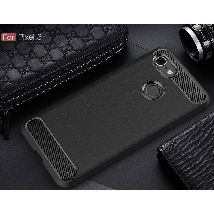 Brushed Texture Carbon Fiber Shockproof TPU Case for Google Pixel 3