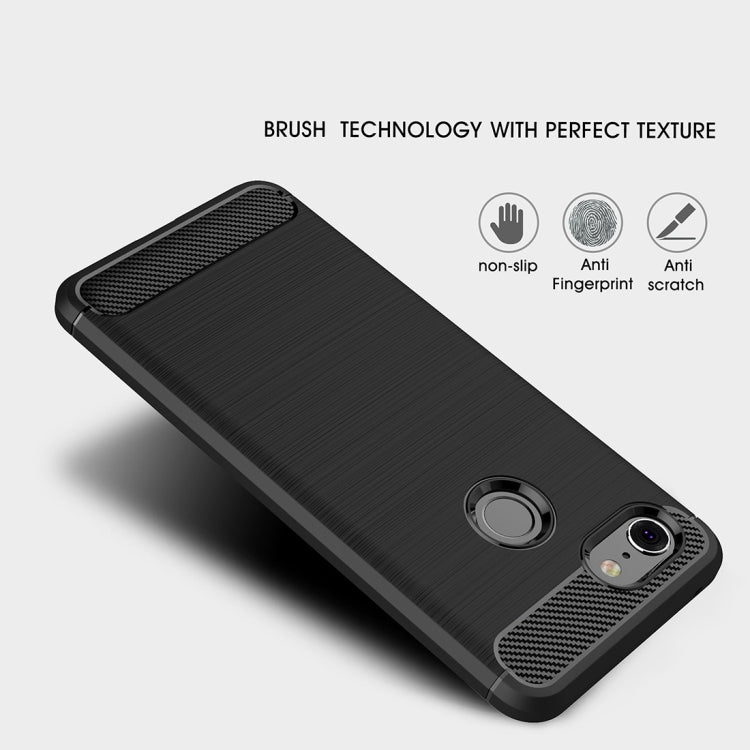 Brushed Texture Carbon Fiber Shockproof TPU Case for Google Pixel 3