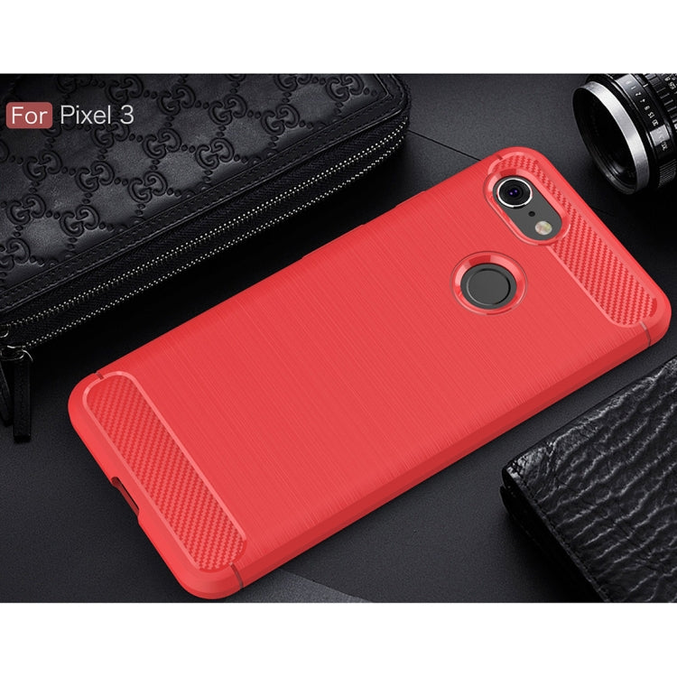 Brushed Texture Carbon Fiber Shockproof TPU Case for Google Pixel 3