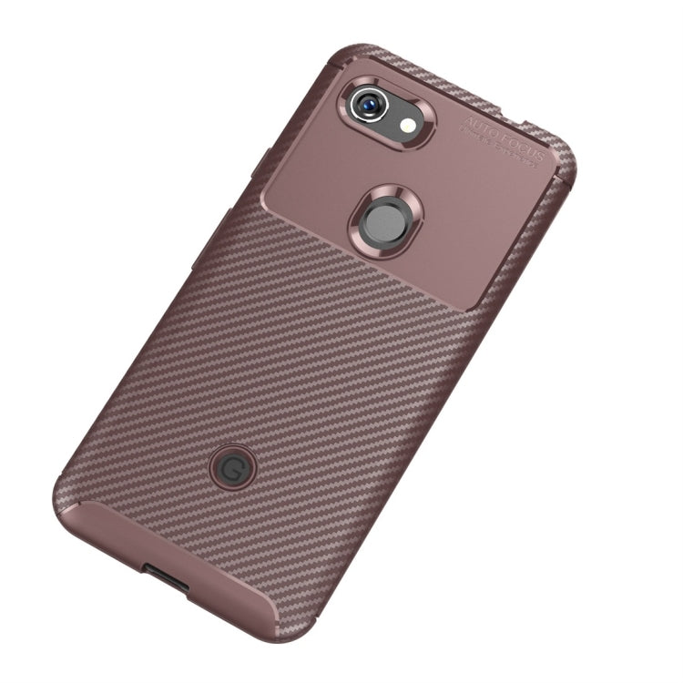 Carbon Fiber Texture Shockproof TPU Case for Google Pixel 3a (Brown)