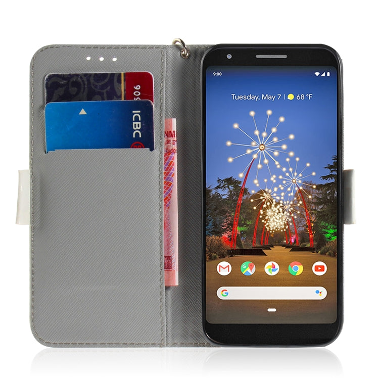 3D Painting Watercolor Flower Pattern Coloured Drawing Horizontal Flip Leather Case for Google Pixel 3a XL, with Holder & Card Slots & Wallet