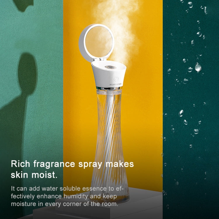 USB Car Transparent Magic Tower Small Waist Humidifier with Vanity Mirror & LED Light, Capacity: 250mL