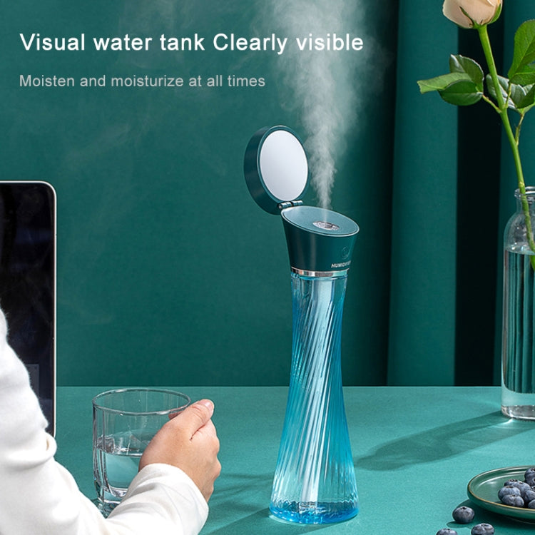 USB Car Transparent Magic Tower Small Waist Humidifier with Vanity Mirror & LED Light, Capacity: 250mL