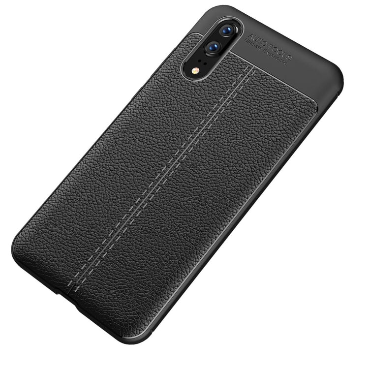 For Huawei P20 Litchi Texture Soft TPU Protective Back Cover Case