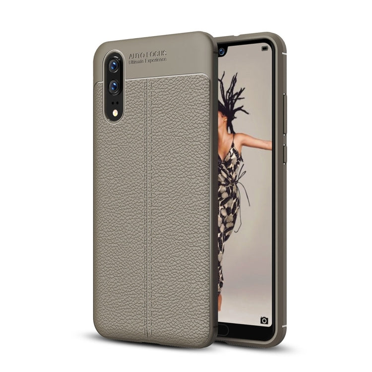 For Huawei P20 Litchi Texture Soft TPU Protective Back Cover Case