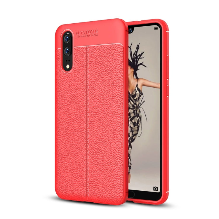 For Huawei P20 Litchi Texture Soft TPU Protective Back Cover Case