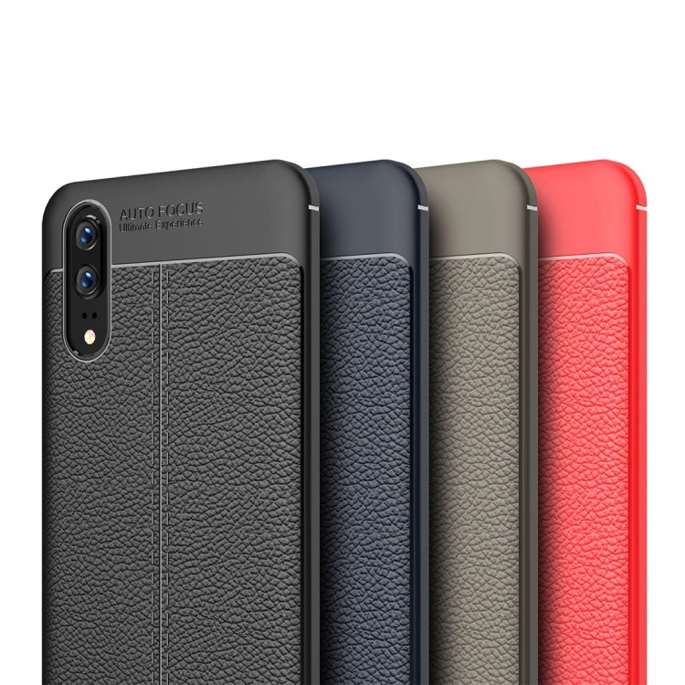 For Huawei P20 Litchi Texture Soft TPU Protective Back Cover Case
