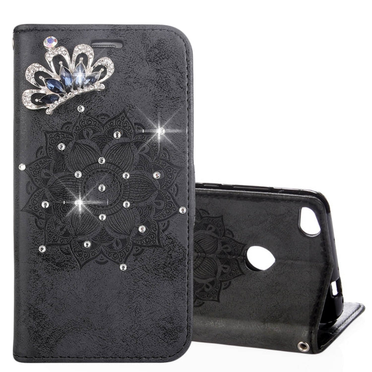 For Huawei P8 Lite (2017) Mandragora Pattern Crystal Encrusted Horizontal Flip Leather Case with Card Slot & Holder & Wallet & Lanyard