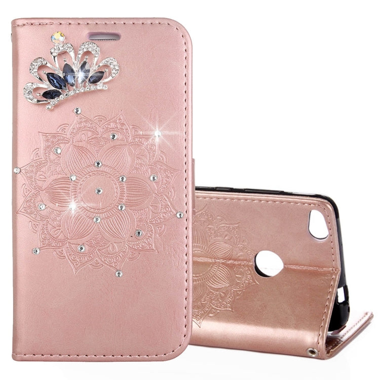 For Huawei P8 Lite (2017) Mandragora Pattern Crystal Encrusted Horizontal Flip Leather Case with Card Slot & Holder & Wallet & Lanyard