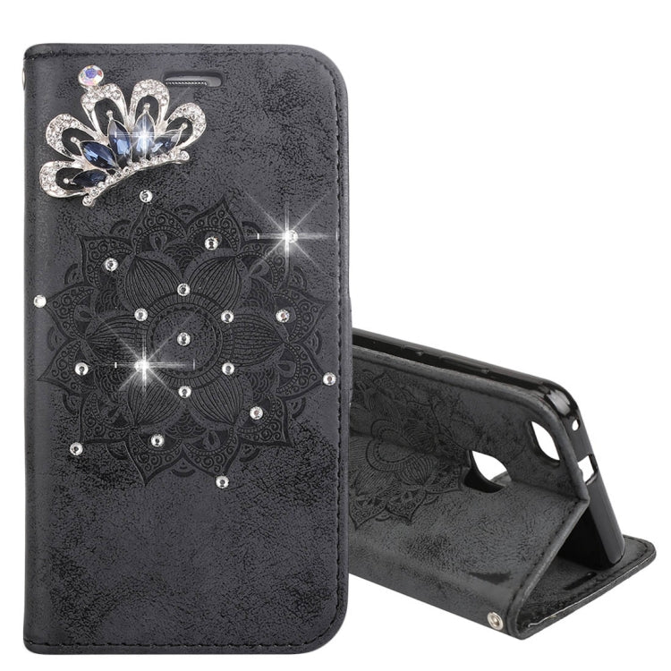 For Huawei P10 Lite Mandragora Pattern Crystal Encrusted Horizontal Flip Leather Case with Card Slot & Holder & Wallet & Lanyard