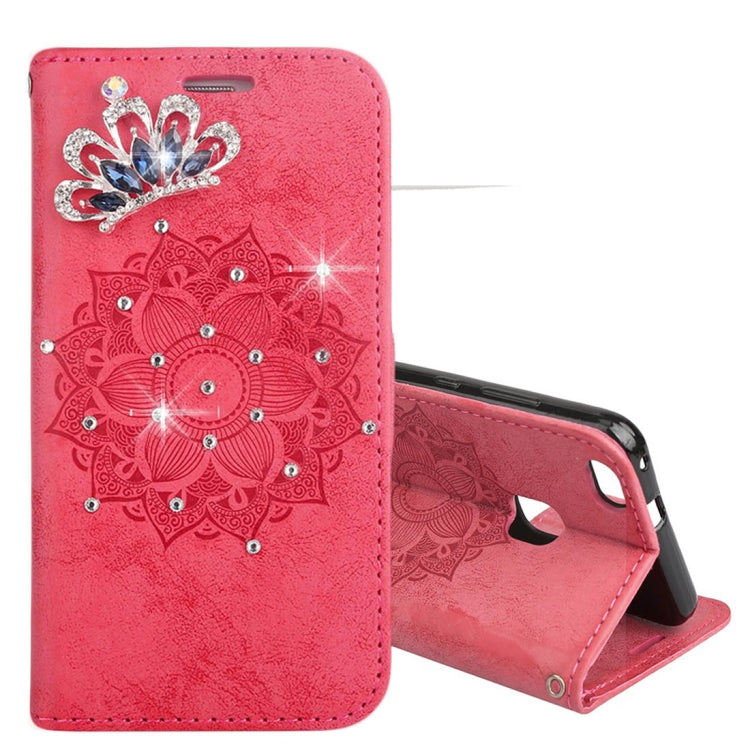 For Huawei P10 Lite Mandragora Pattern Crystal Encrusted Horizontal Flip Leather Case with Card Slot & Holder & Wallet & Lanyard