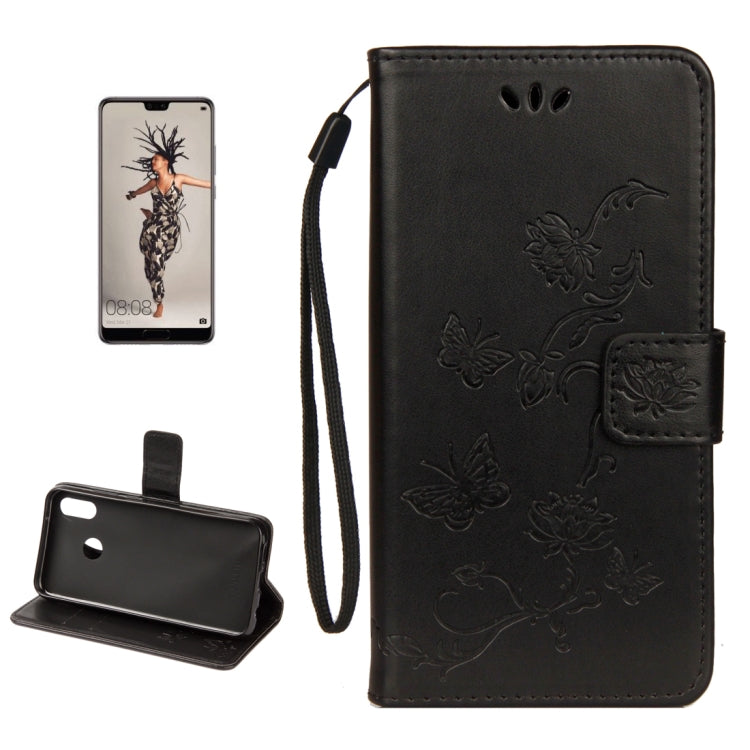 For Huawei P20 Lite Lotus Butterfly Pattern Horizontal Flip Leather Case with Holder & Card Slots & Wallet & Lanyard