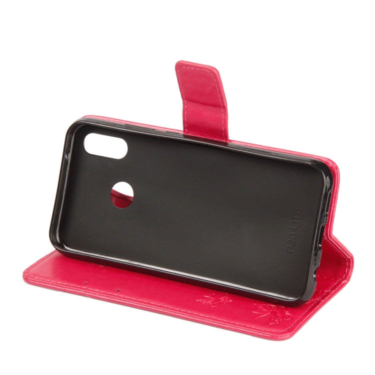 For Huawei P20 Lite Lotus Butterfly Pattern Horizontal Flip Leather Case with Holder & Card Slots & Wallet & Lanyard