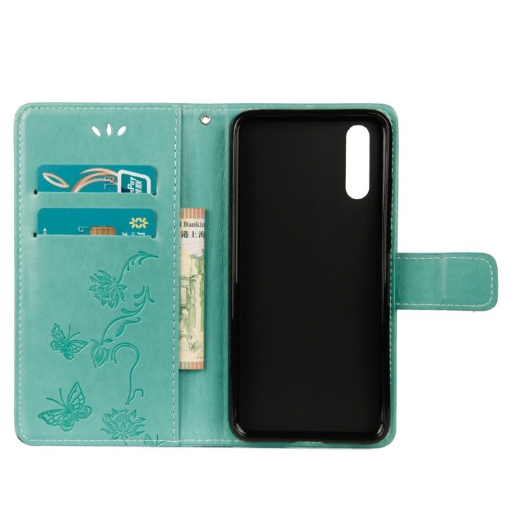 For Huawei P20 Lotus Butterfly Pattern Horizontal Flip Leather Case with Holder & Card Slots & Wallet & Lanyard