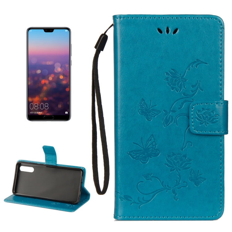 For Huawei P20 Lotus Butterfly Pattern Horizontal Flip Leather Case with Holder & Card Slots & Wallet & Lanyard