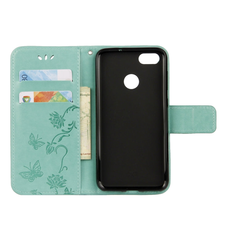 For Huawei Y9 (2018) Lotus Butterfly Pattern Horizontal Flip Leather Case with Holder & Card Slots & Wallet & Lanyard