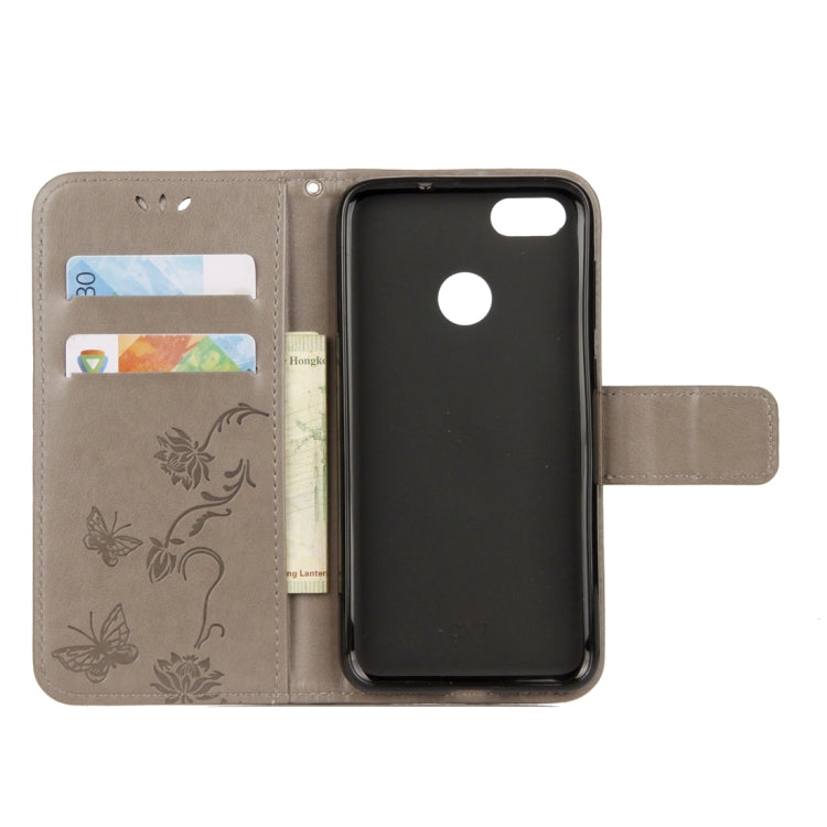 For Huawei Y9 (2018) Lotus Butterfly Pattern Horizontal Flip Leather Case with Holder & Card Slots & Wallet & Lanyard
