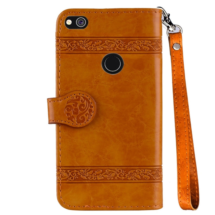 For Huawei P8 Lite (2017) Vintage Oil Wax Texture Embossed Horizontal Flip Leather Case with Holder & Card Slots & Wallet & Photo Frame & Lanyard