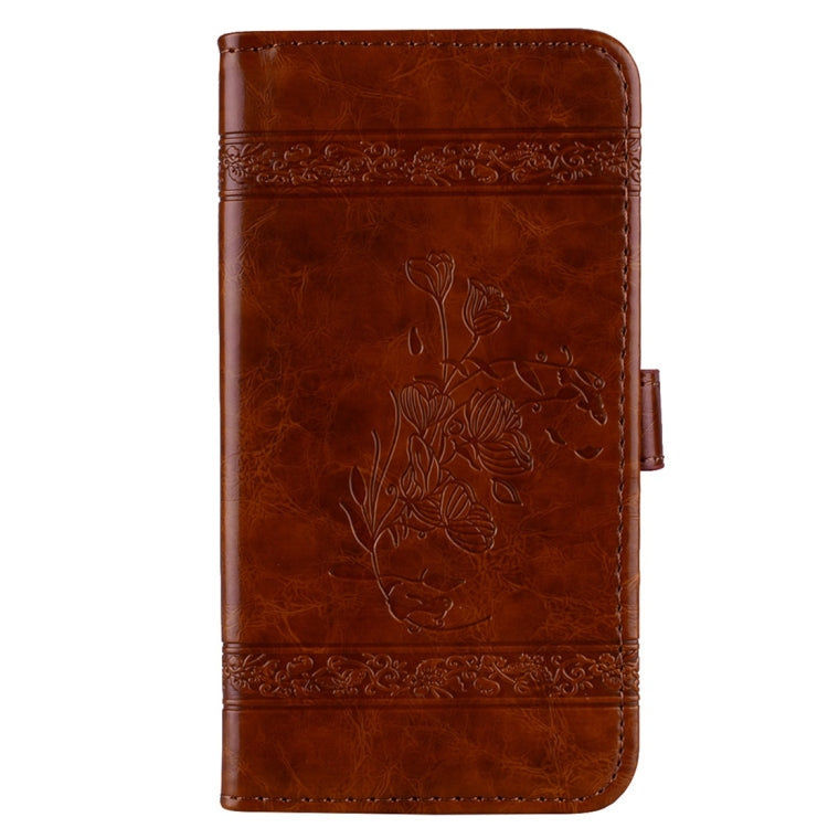 For Huawei P8 Lite (2017) Vintage Oil Wax Texture Embossed Horizontal Flip Leather Case with Holder & Card Slots & Wallet & Photo Frame & Lanyard