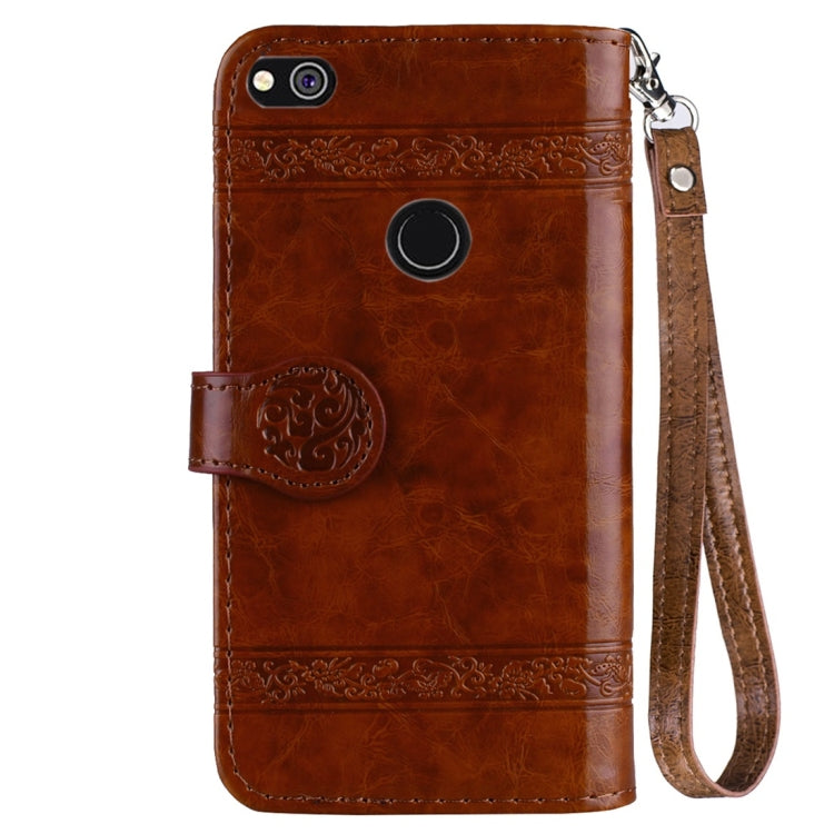 For Huawei P8 Lite (2017) Vintage Oil Wax Texture Embossed Horizontal Flip Leather Case with Holder & Card Slots & Wallet & Photo Frame & Lanyard