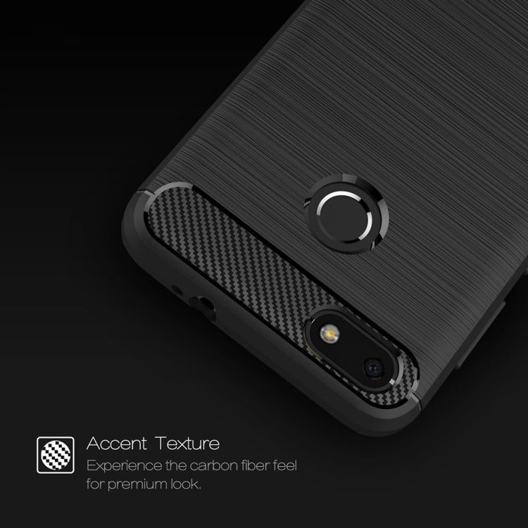 For Huawei Enjoy 7 Brushed Texture Carbon Fiber TPU Shockproof Protective Back Cover Case