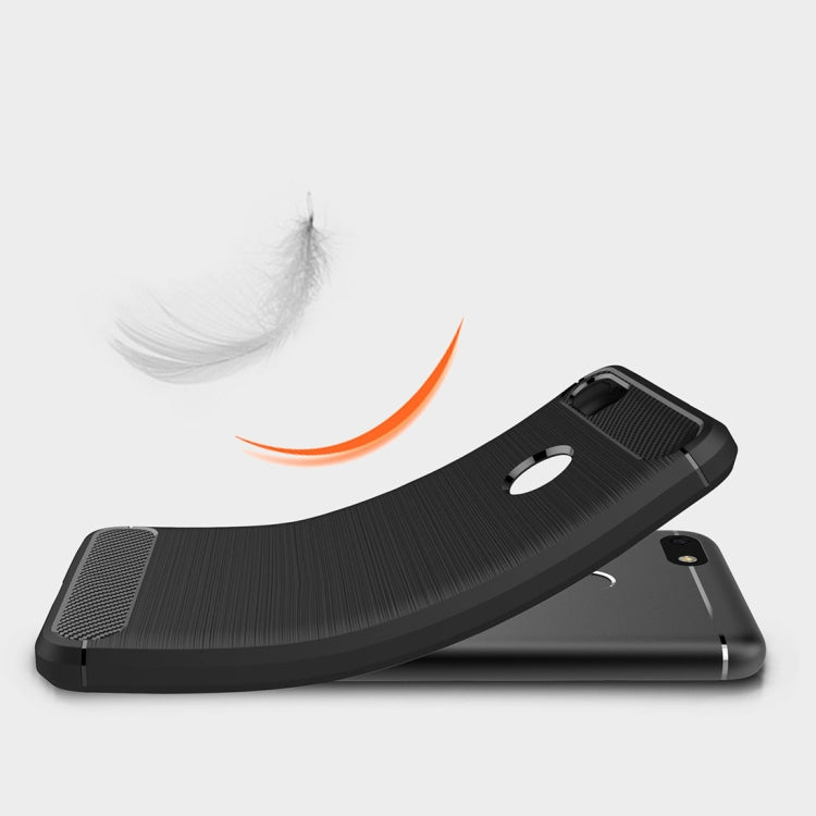 For Huawei Enjoy 7 Brushed Texture Carbon Fiber TPU Shockproof Protective Back Cover Case
