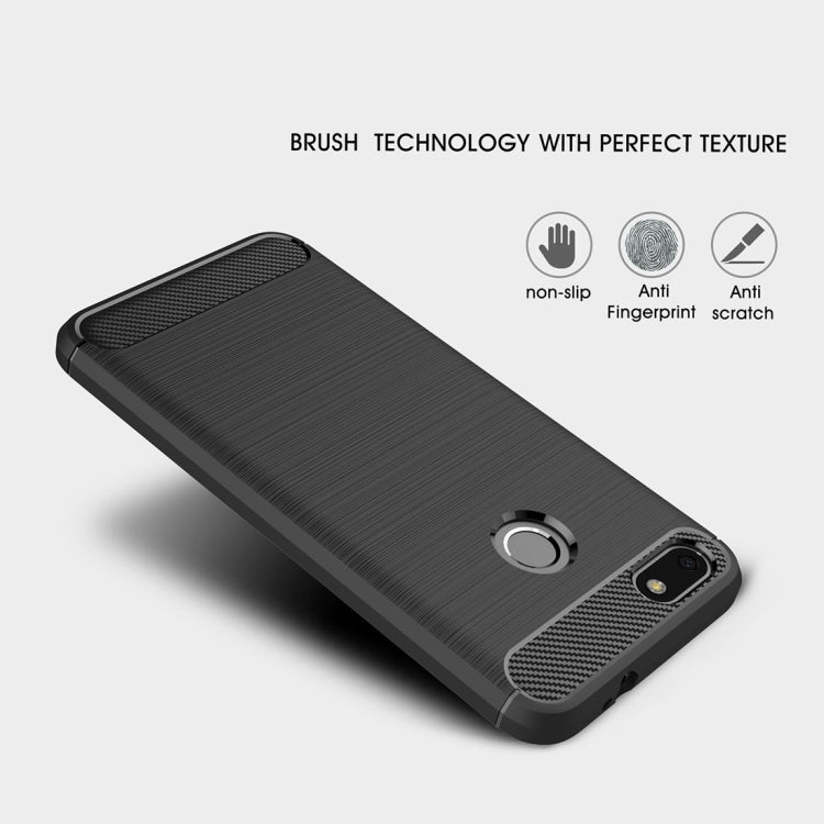 For Huawei Enjoy 7 Brushed Texture Carbon Fiber TPU Shockproof Protective Back Cover Case