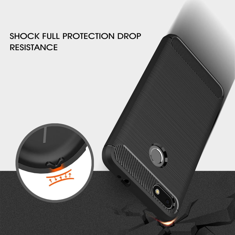 For Huawei Enjoy 7 Brushed Texture Carbon Fiber TPU Shockproof Protective Back Cover Case