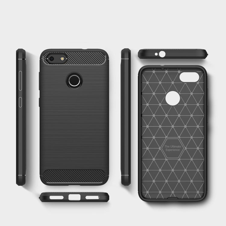 For Huawei Enjoy 7 Brushed Texture Carbon Fiber TPU Shockproof Protective Back Cover Case