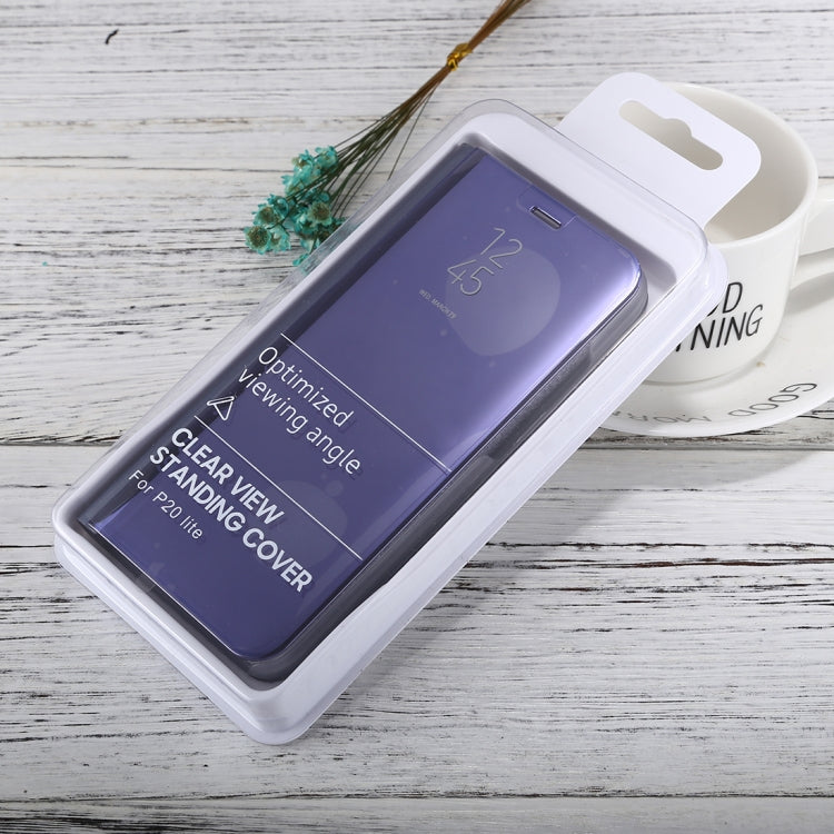 For Huawei P20 Lite Electroplating Mirror Horizontal Flip Leather Case with Holder