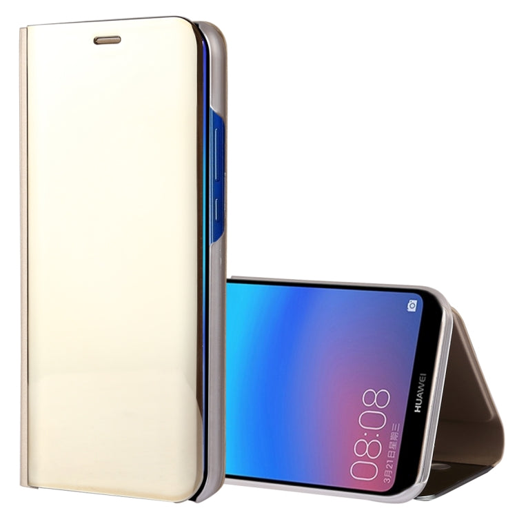 For Huawei P20 Lite Electroplating Mirror Horizontal Flip Leather Case with Holder