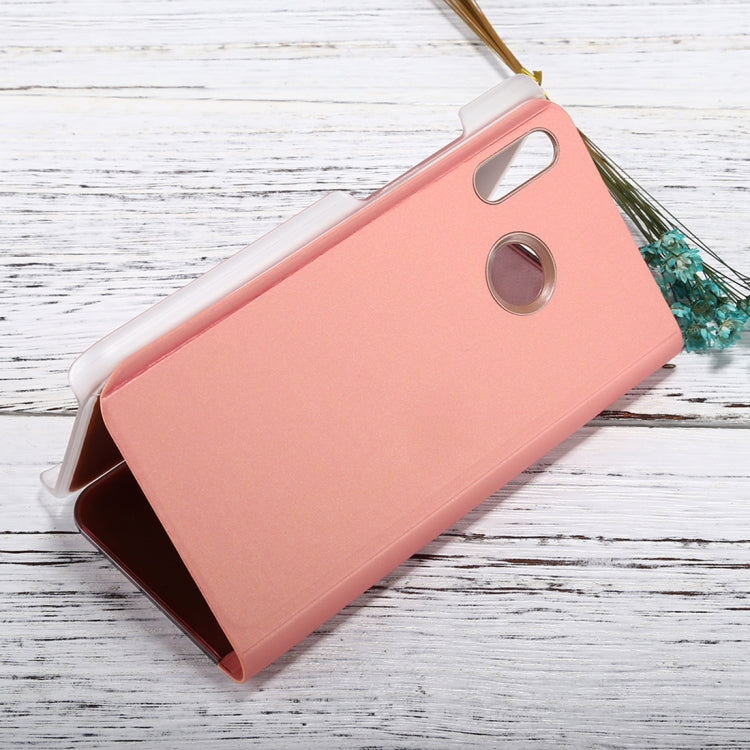 For Huawei P20 Lite Electroplating Mirror Horizontal Flip Leather Case with Holder