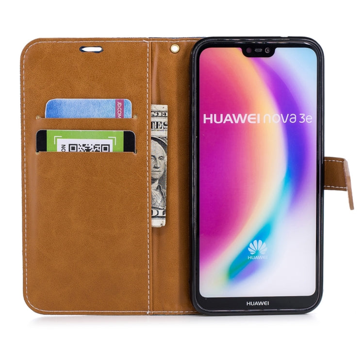 For Huawei P20 Lite & nova 3e Denim Texture TPU + PU Horizontal Flip Leather Case with Holder & Card Slots & Wallet & Lanyard