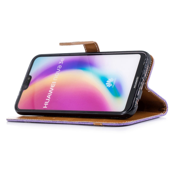 For Huawei P20 Lite & nova 3e Denim Texture TPU + PU Horizontal Flip Leather Case with Holder & Card Slots & Wallet & Lanyard