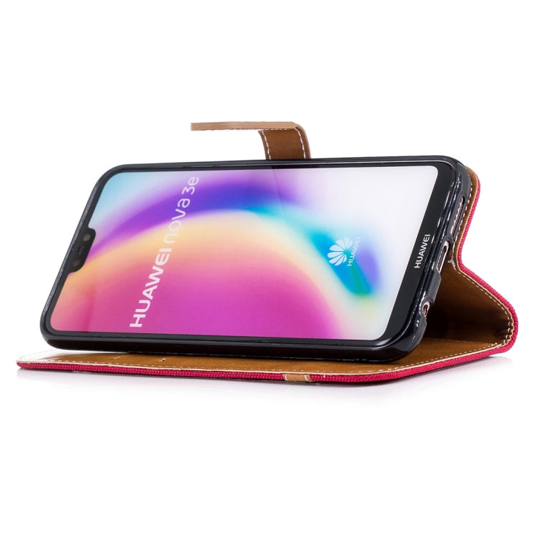 For Huawei P20 Lite & nova 3e Denim Texture TPU + PU Horizontal Flip Leather Case with Holder & Card Slots & Wallet & Lanyard